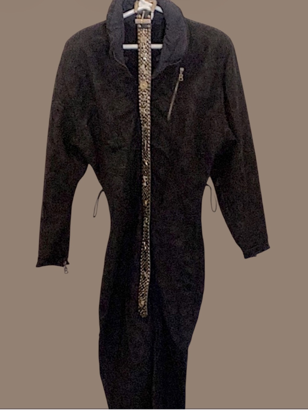Bogner Black One-Piece Ski Jumpsuit with Gold Accent Zip
